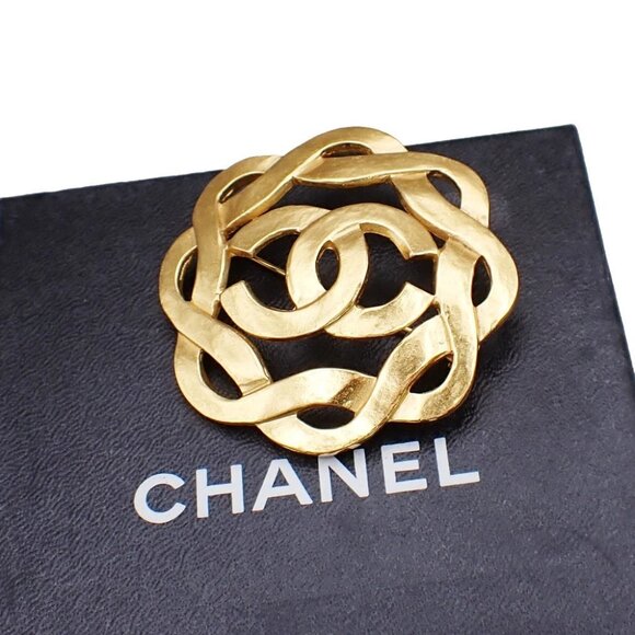 CHANEL CC Logo Pin Brooch 97P GHW France Accessory Vintage 85RL335 - Picture 1 of 8